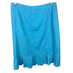 Sag Harbor T63053KH Women's‎ Size 12 Blue Linen Blend Lined Casual A Line Skirt